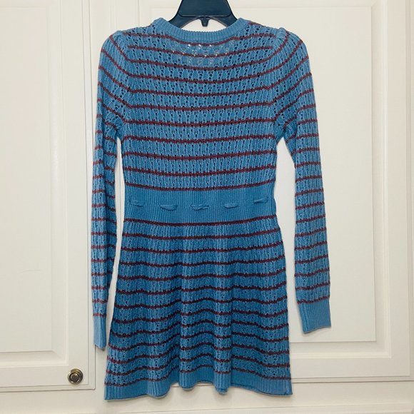 Motherhood Maternity Striped Pointelle Maternity Sweater Provincial Blue XSM - Picture 6 of 8